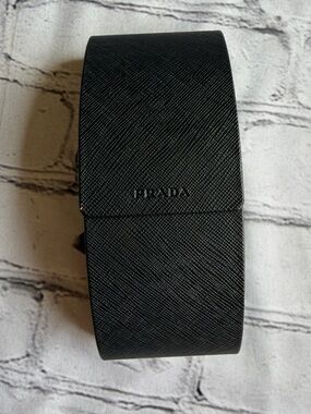 Prada Eye Glass Black Hard Case for Sunglasses with Cleaning Clothes
